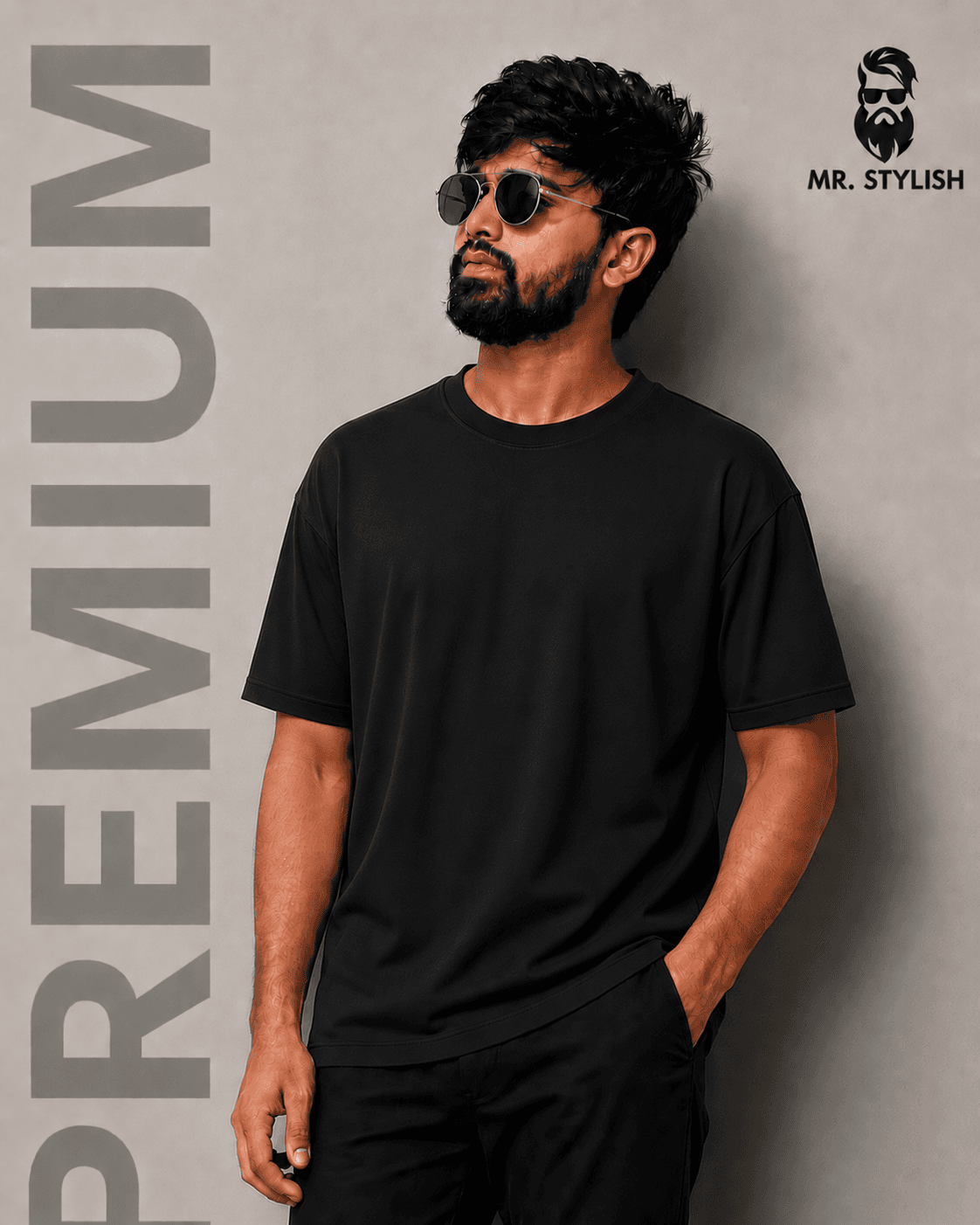 Black Premium Solid T Shirt  - Image 2