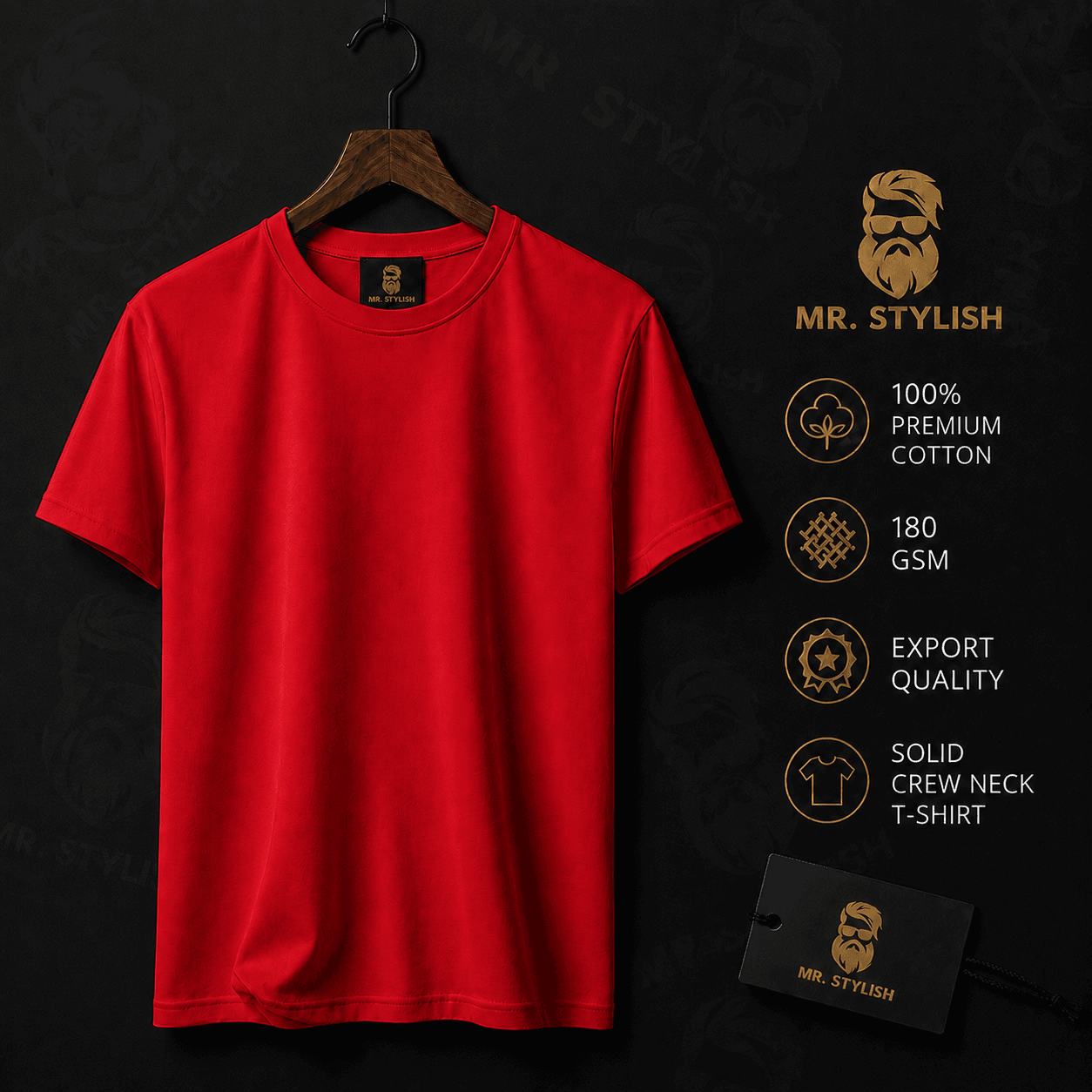 Red Premium Solid T Shirt  - Image 1