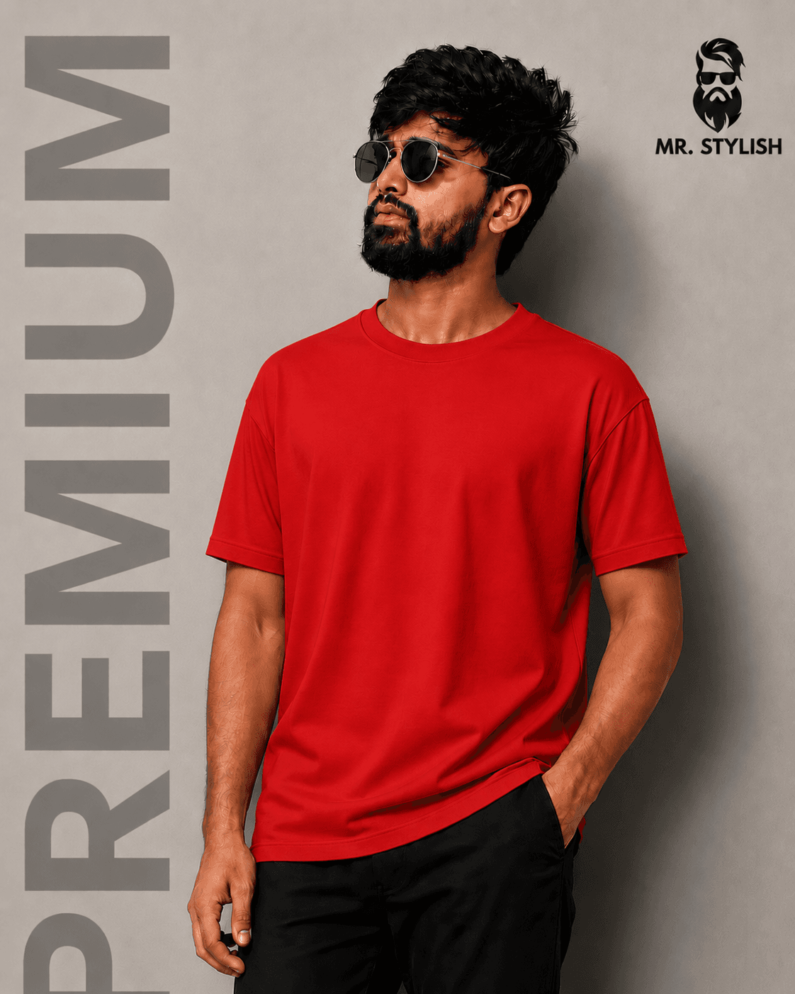 Red Premium Solid T Shirt  - Image 2
