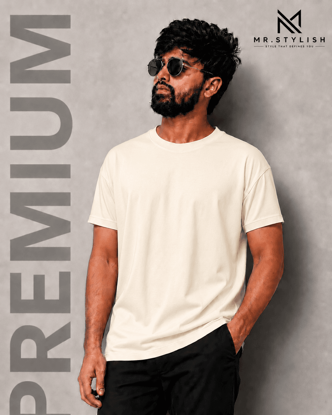Off White Premium Solid T Shirt  - Image 2