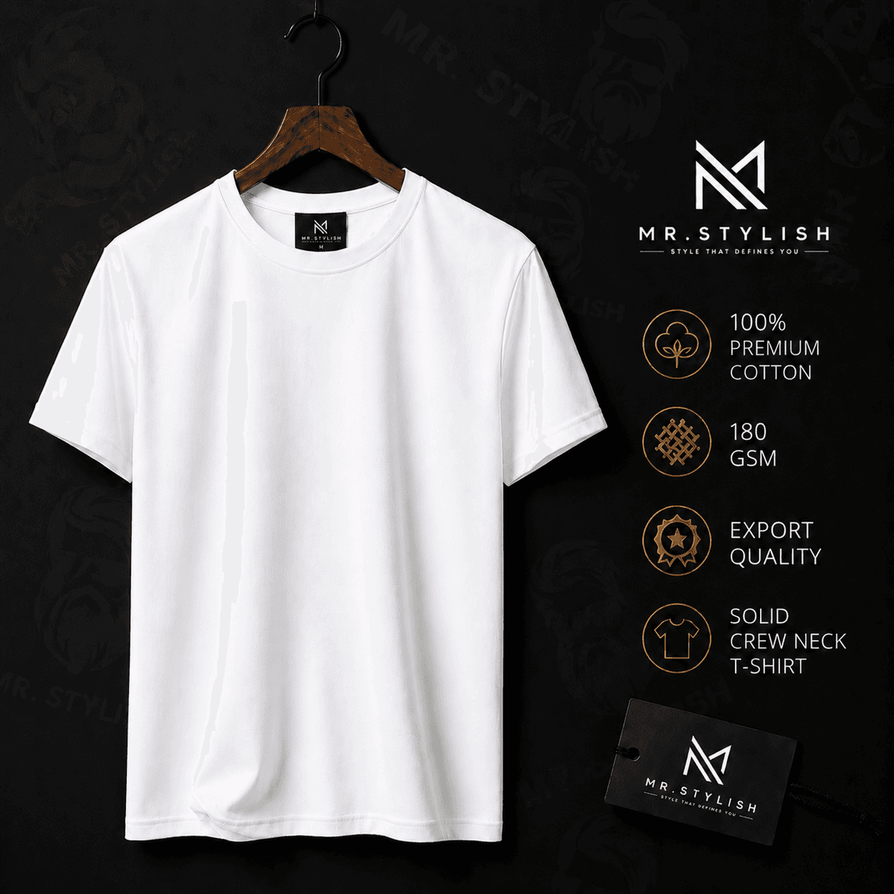 White Premium Solid T Shirt  - Image 1