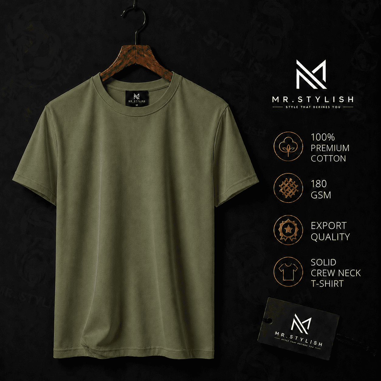 Olive Premium Solid T Shirt  - Image 1