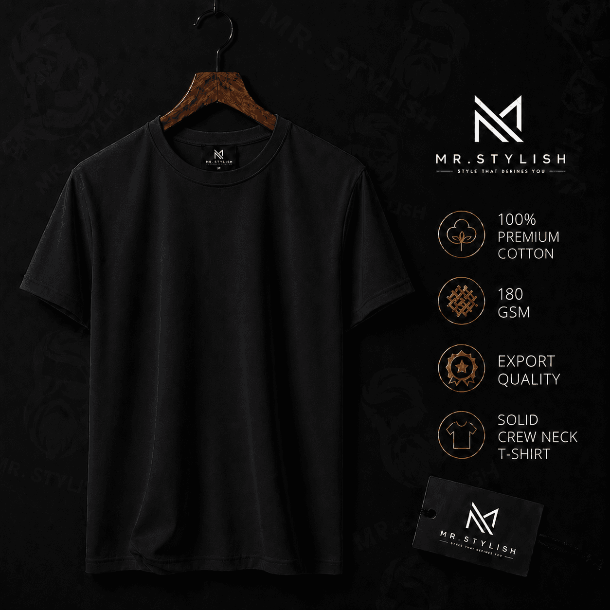 Black Premium Solid T Shirt  - Image 1