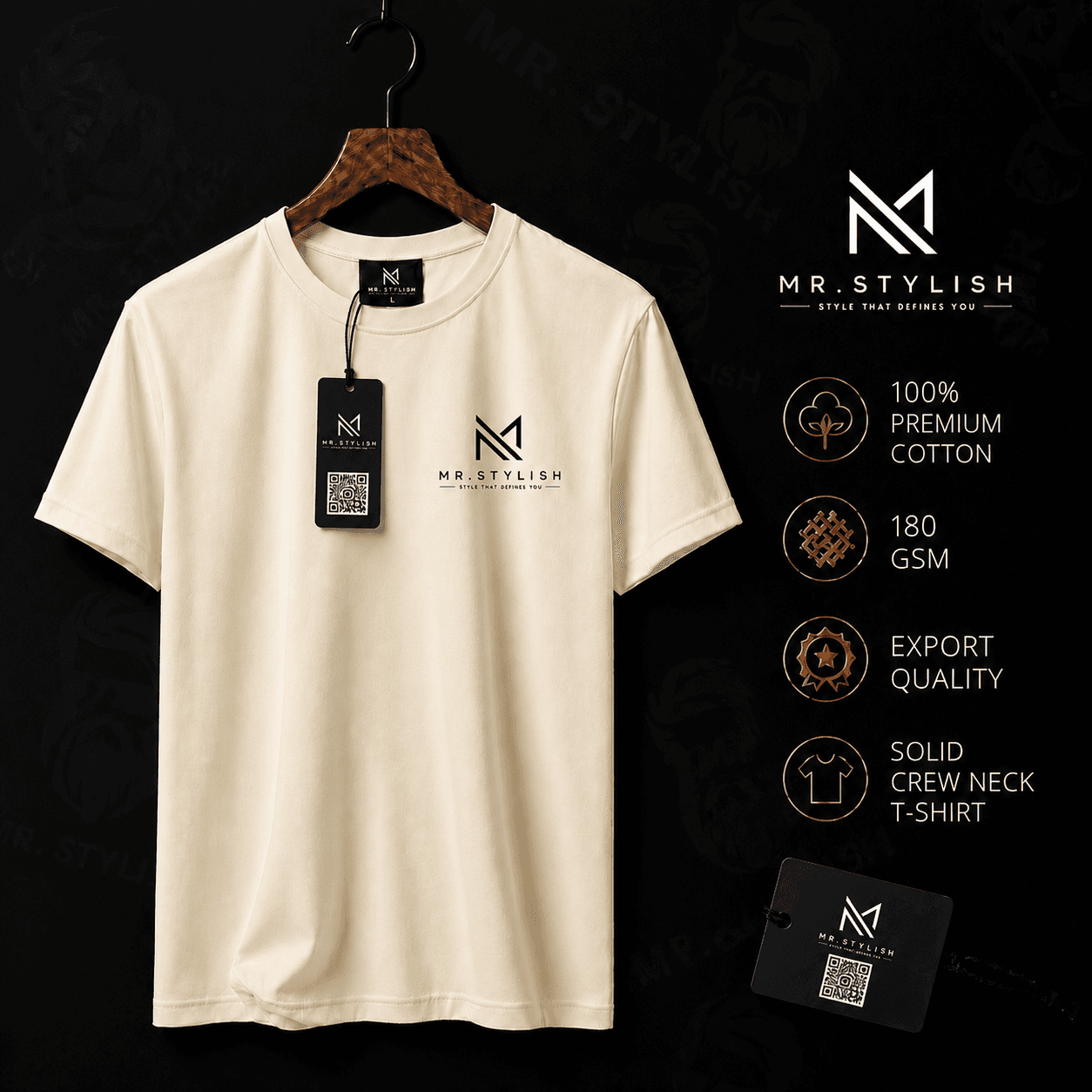 Off White Premium Solid T Shirt  - Image 1