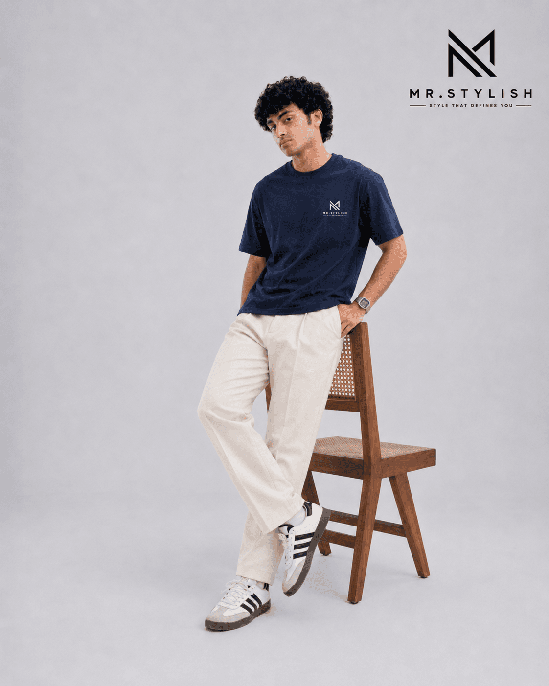 Navy Blue Premium Solid T Shirt  - Image 3