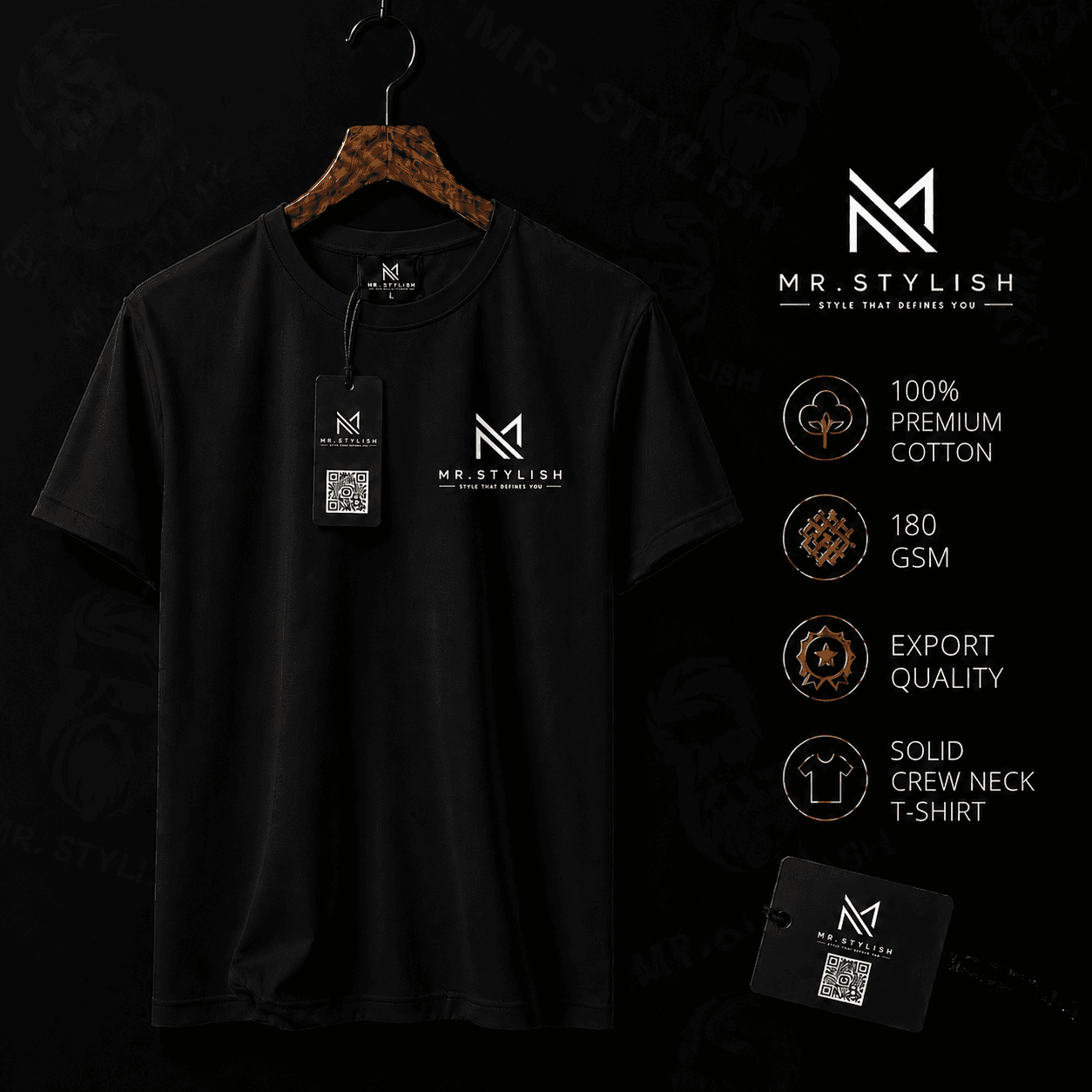 Black Premium Solid T Shirt  - Image 1