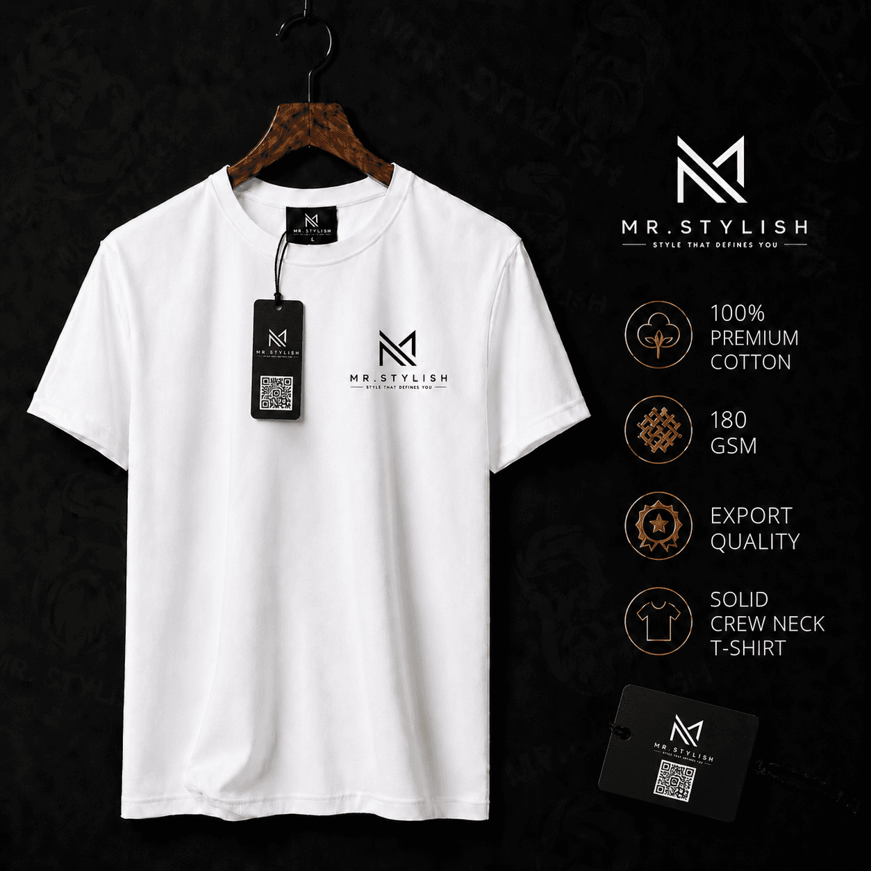 White Premium Solid T Shirt  - Image 1